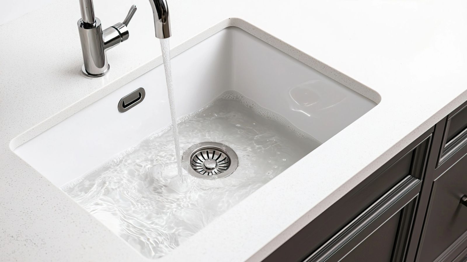 Kitchen sink draining freely